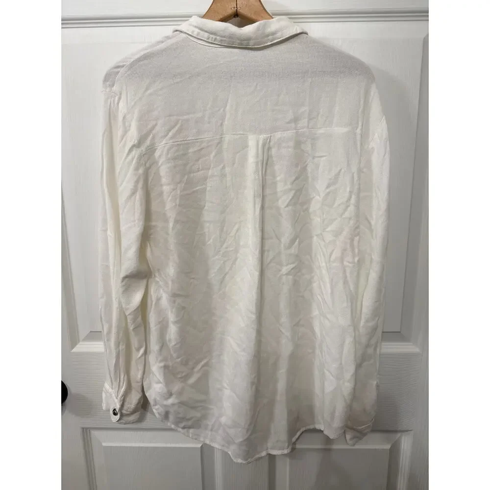 CP Shades Sausalito Relaxed Fit Button Down Blouse in Ivory / Cream, S